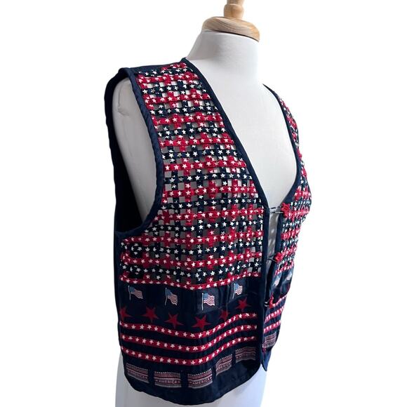 Tantrums XL Vest America Flag Star Buttons Red White Blue USA Patriot FLAW - Picture 3 of 6